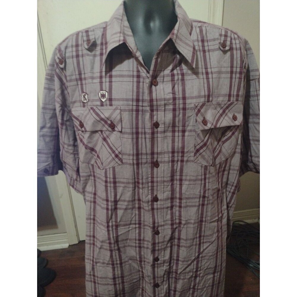 Knockout Denim Products And Apparel Men's Button Shirt 4XB Purple White